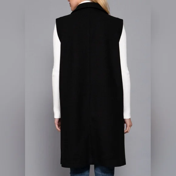 #738 🚨 SALE 🛑0480 M,L,1X Fabulous Sleeveless Notched Collar Soft Open Vest - Picture 3 of 4